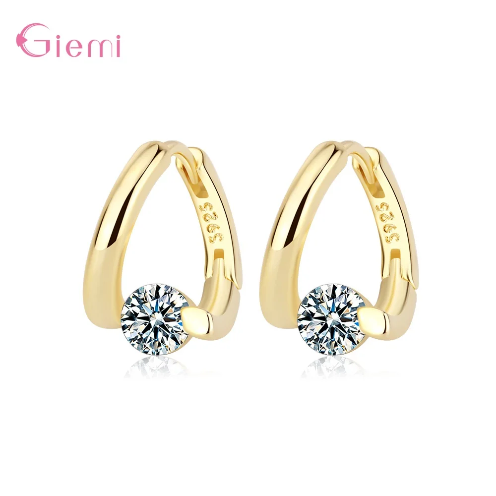 Elegant Korean OL Style 925 Sterling Silver Stud Earrings Pretty Heart with Cubic Zircon Stone Women Ladies Fashion Jewelry