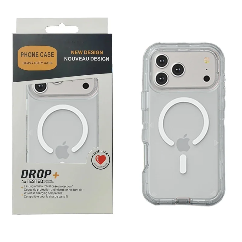 Hybrid OTT Armor Box Clear for Magsafe Charge Case for IPhone 18 Pro Max 17 16 15 14 Plus 13 Shockproof Protect Back Cover