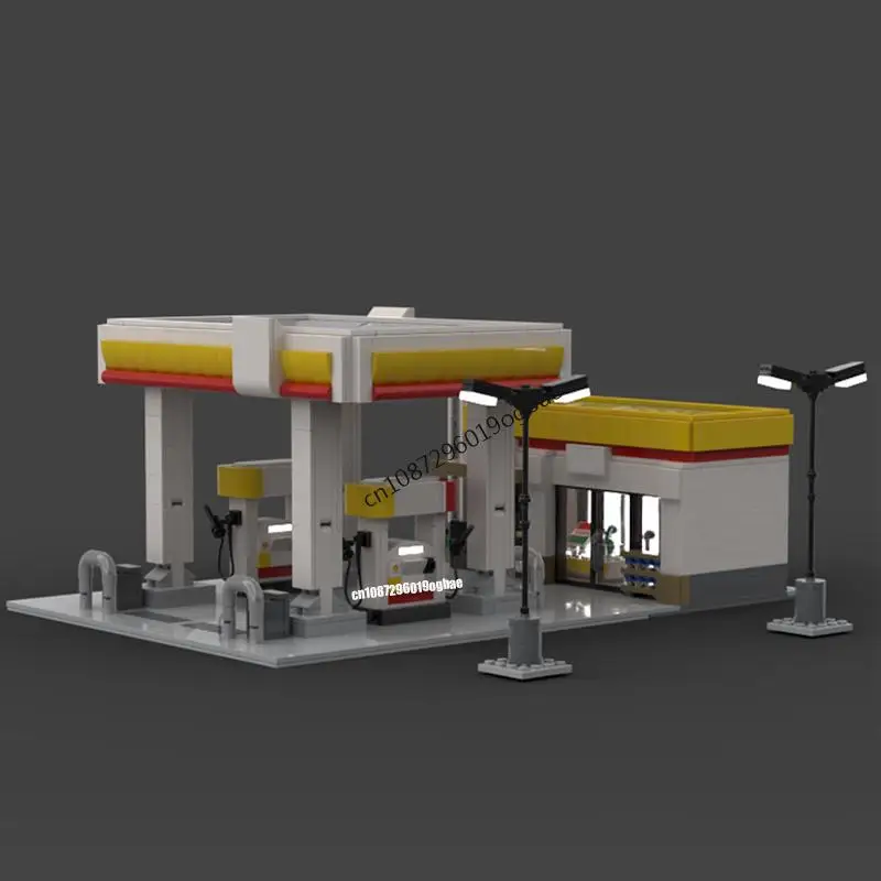 NEW 1702PCS Hot Selling City Street View MOC Shell gas Station model DIY creative ideas child Toy Assembly Puzzle birthday Gift