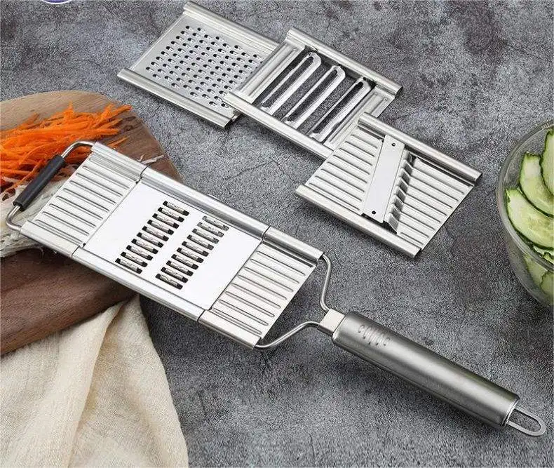 4 in1 Vegetable Slicer Stainless Steel Shredder Cutter Multi-Purpose Vegetable Slicer Cuts Set Manual Fruit Carrot Potato Grater