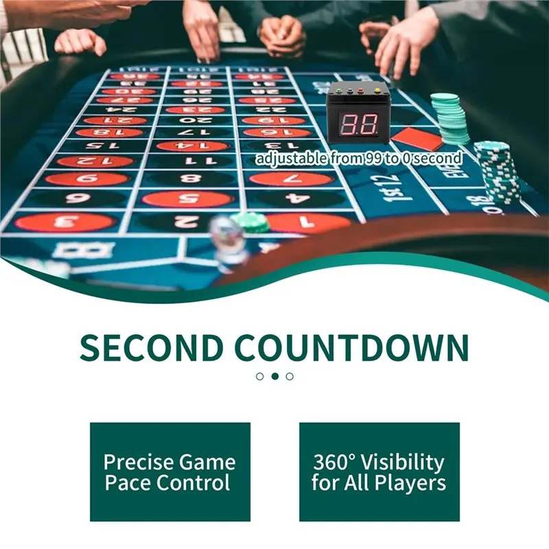 مؤقت تنازلي FYBL-Seconds لبوكر، كازينو/بطولة الشطرنج - لساعة لعبة البوكر، 20/30 ثانية ووقت مخصص، مكعب D ذو 4 جوانب #3