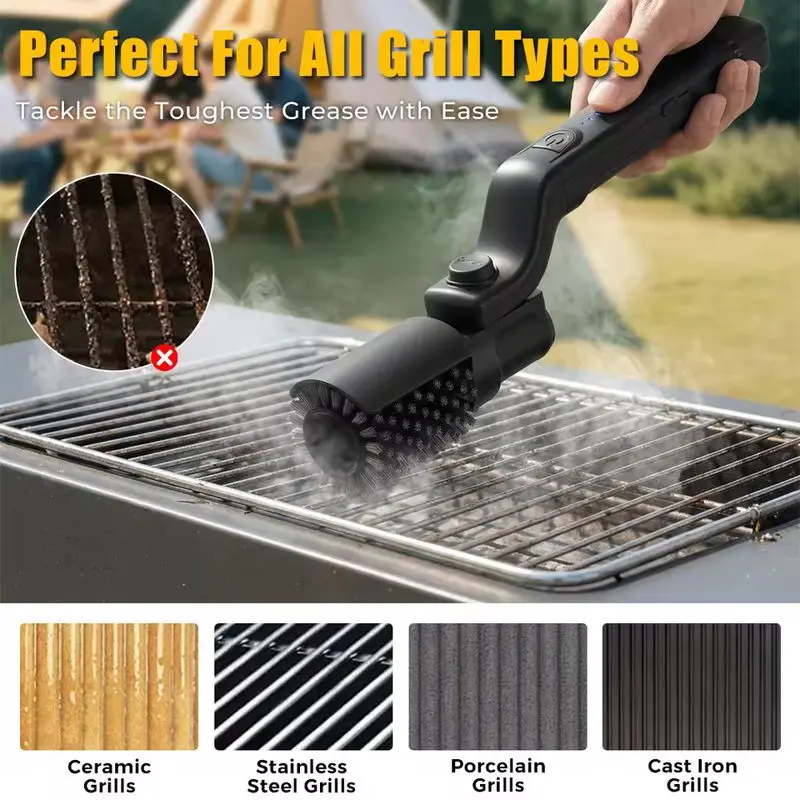 Electric Bbq Grill Brush Rechargeable 4000 Mah Heavy Grease Non Scratch For Bbq Grate Deep Cleaning No Dead Angle Type C