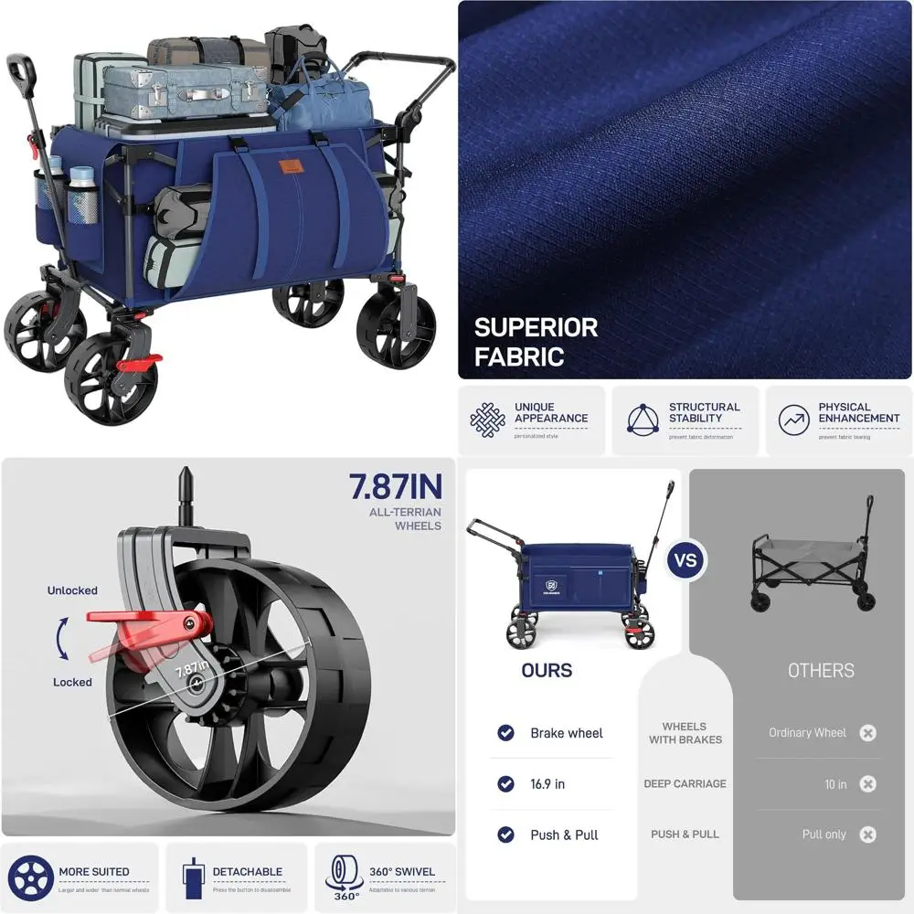 

Складной вездеход с тормозами для кемпинга, пляжа и активного отдыха