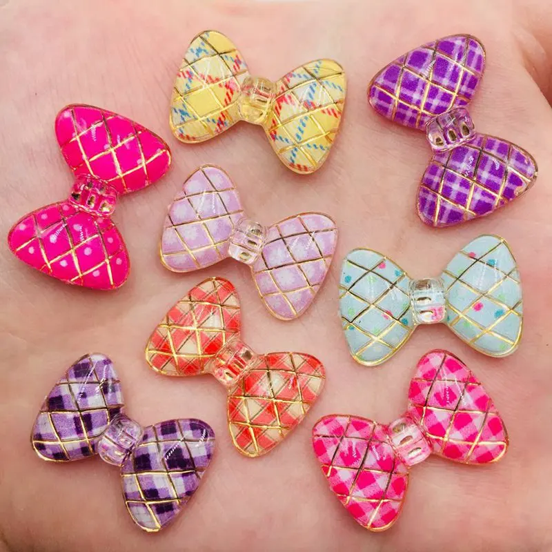 Bling Resin Kawaii Colorful bow Flat back Cabochon Rhinestone DIY Scrapbook Decor home crystal Miniature Pattern Craft