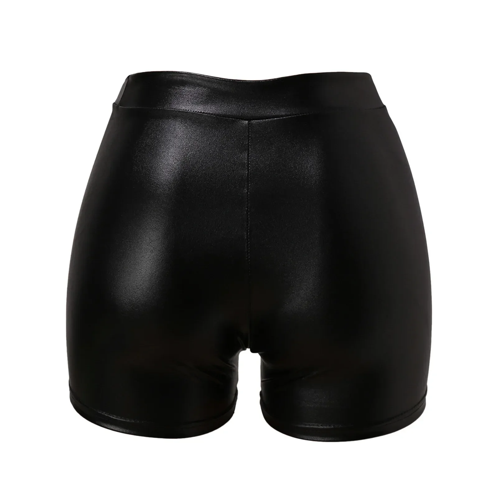 2025 Sexy Womens Shorts Shiny Elastic High Waist Shiny Faux PU Leather Short Pants Slim Hot Dance Clubwear Mini Shorts
