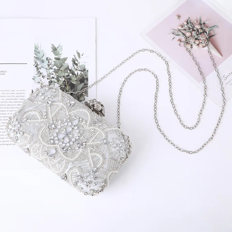 Luxury Designer Diamond Evening Crystal Bag Stitched Rhinestone Clutch Chain Women Wedding Party bag Shiny Beaded Handmade Bags