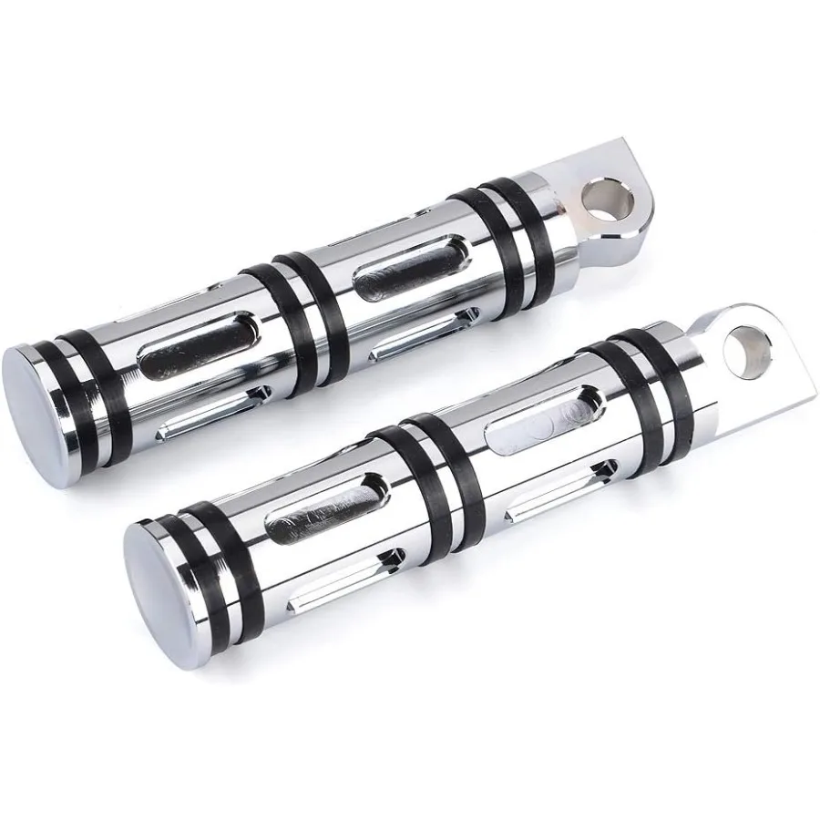 

1 Pair Slim CNC Cut Motorcycle Foot Pegs with Front Rear Foot Rests for Harley Sportster Dyna Road King Models Chrome Finish En
