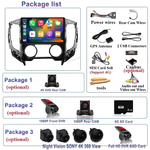 Imagen 2 del producto Android 15 Carplay para Mitsubishi Pajero Sport 3 L200 5 Triton 3 2015 2016 2017 2018 2019 Radio de coche GPS reproductor de vídeo Multimedia
