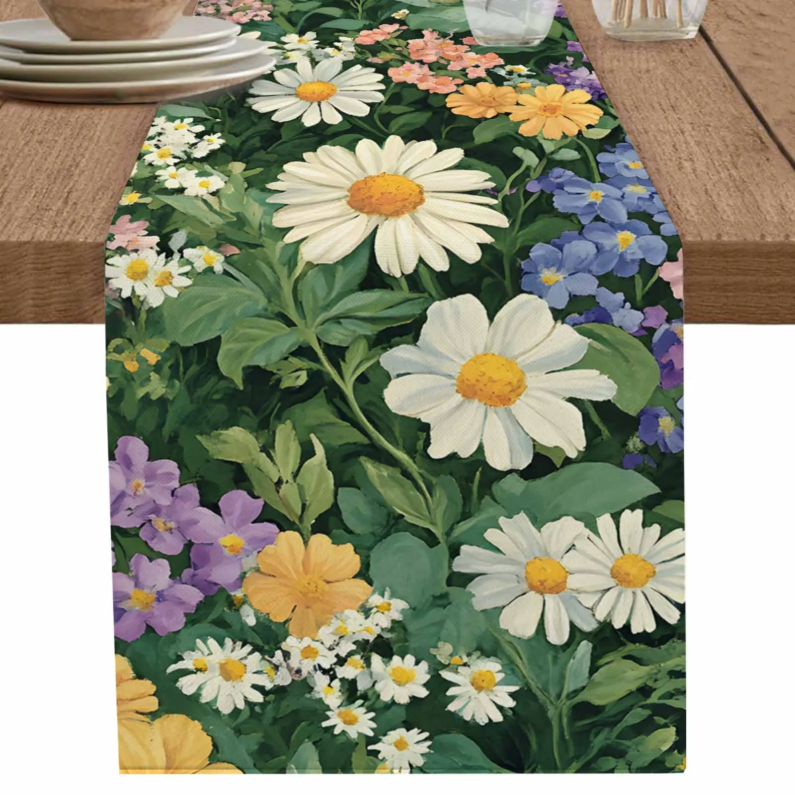 

Spring Oil Painting Pastoral Table Runner Kitchen Decor Tablecloth Placemat Hotel Home Wedding Decor Table Runners