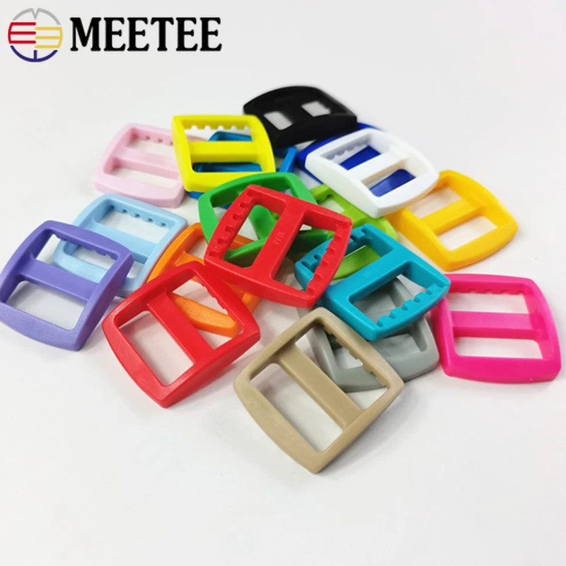 

20/50/100Pcs Meetee 10/15/20/25mm Plastic Ring Buckles for Backpack Strap Tri Glide Slider Hook Dog Collar Belt Adjust Buckle
