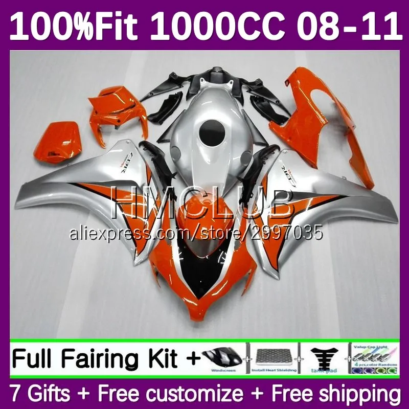 Fairing For HONDA CBR1000 CBR 1000 RR CC 1000RR 2008 2009 2010 2011orange silvery 21No.25 1000CC CBR1000RR 08 09 10 11 Injection