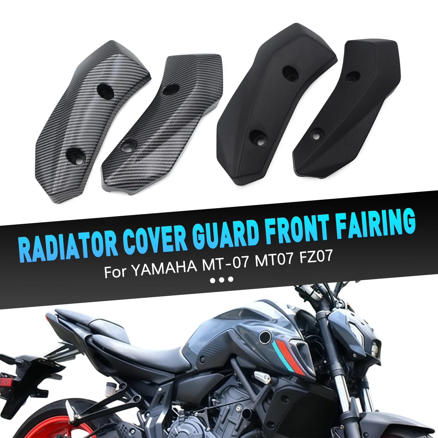 Image of Für YAMAHA MT07 FZ07 2012-2016 2017 FZ-07 MT-07 Motorradzubehör ABS-Kunststoff Seitliche Schwarze Kühlerabdeckung Schutzgitter Vordere Verkleidung