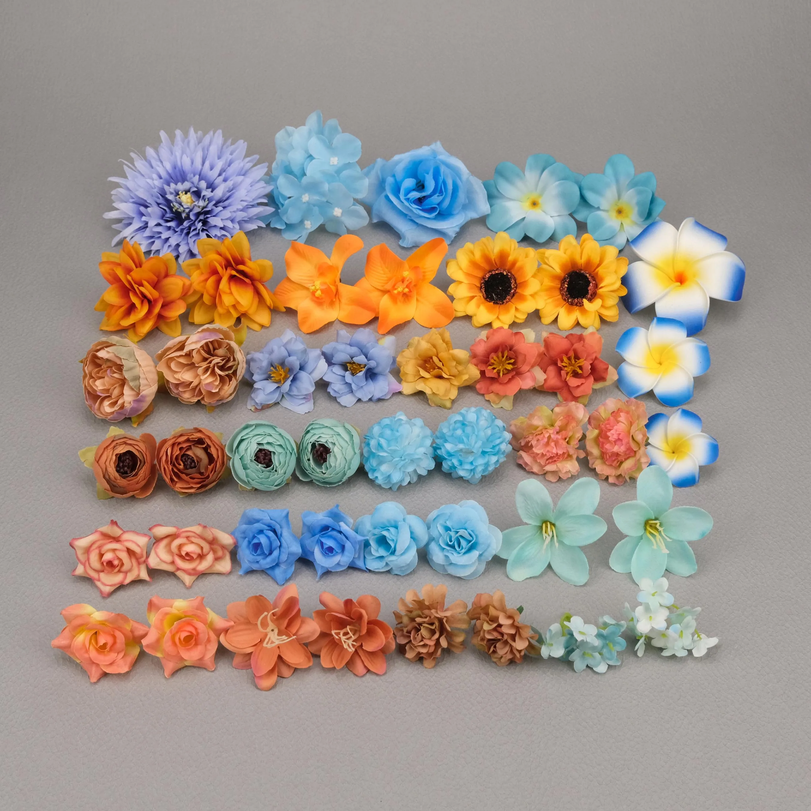 45PCS Artificial Silk Flower Heads Combo Set in Bulk For DIY Craft Wreath Garland Making Floral Arrangement Decor Faux Flower