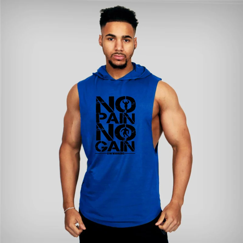 Mens Bodybuilding Sleeveless Hooded Shirts Summer Breathable Loose Cotton Hip Hop Tank Tops Gym Workout Fitness Muscle Hoodie image 6
