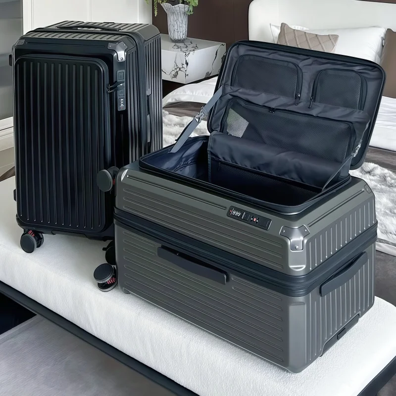 Mala de Viagem Expansível de Grande Capacidade com Tampa Lateral e Haste Retrátil para Homens e Mulheres, 20 Polegadas, Durável