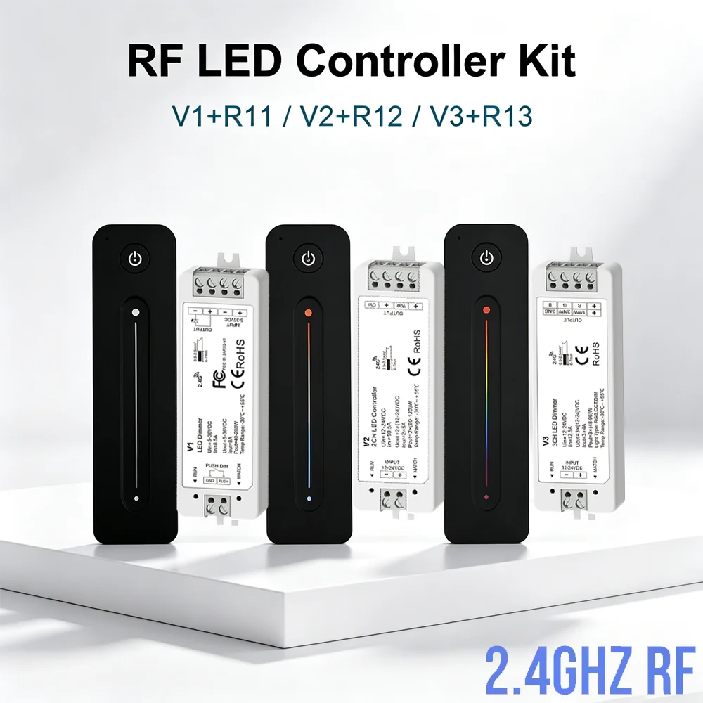 LED Wireless Dimming Kit DC12V-24V V1 V2 V3 LED Dimmer R11 R12 R13 2.4GRF Touch Slide Remote  for Single Color CCT RGB LED Strip