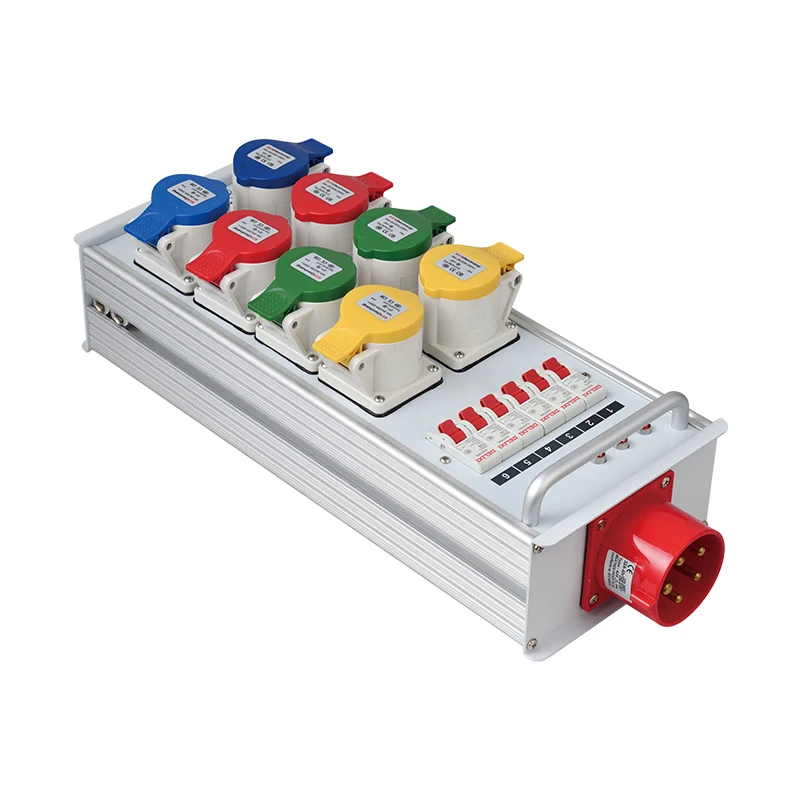 SHTX 8 Way 32A Input Stage Light Power Distro Box with 8pcs 16A Socket Output Industrial/Bakelite Plug 63a 3 Phase Power Box