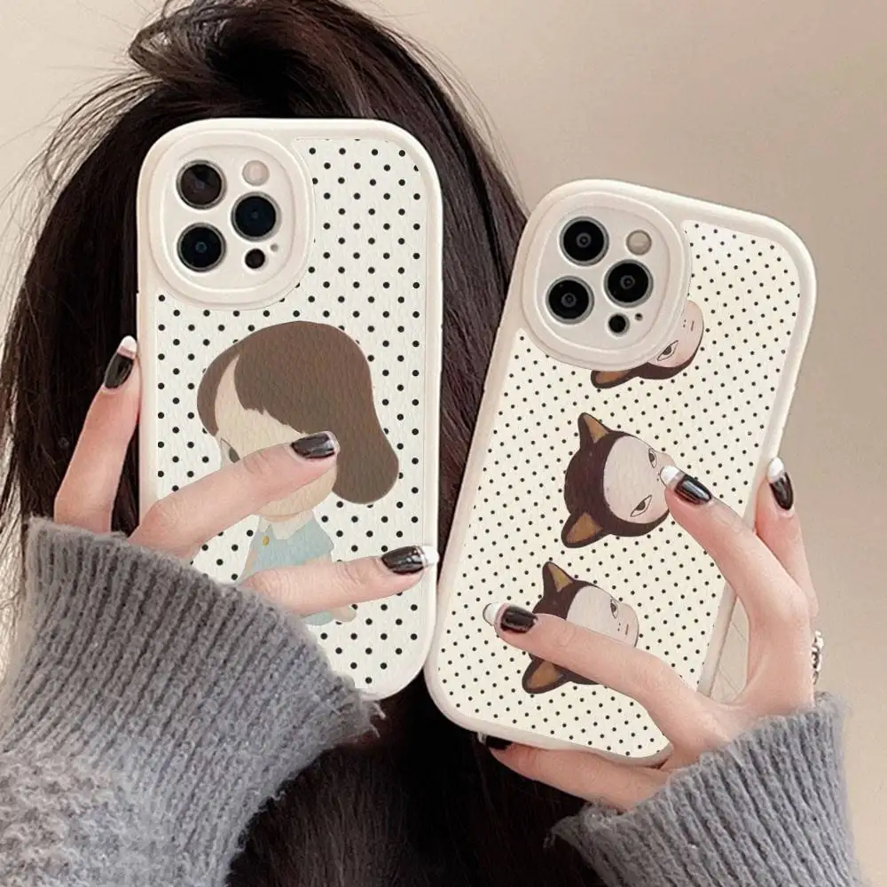 YoshitomoS N-nara Phone Case For IPhone 16 15 14 13 12 11 Pro Max Plus 16E Soft Leather Cover