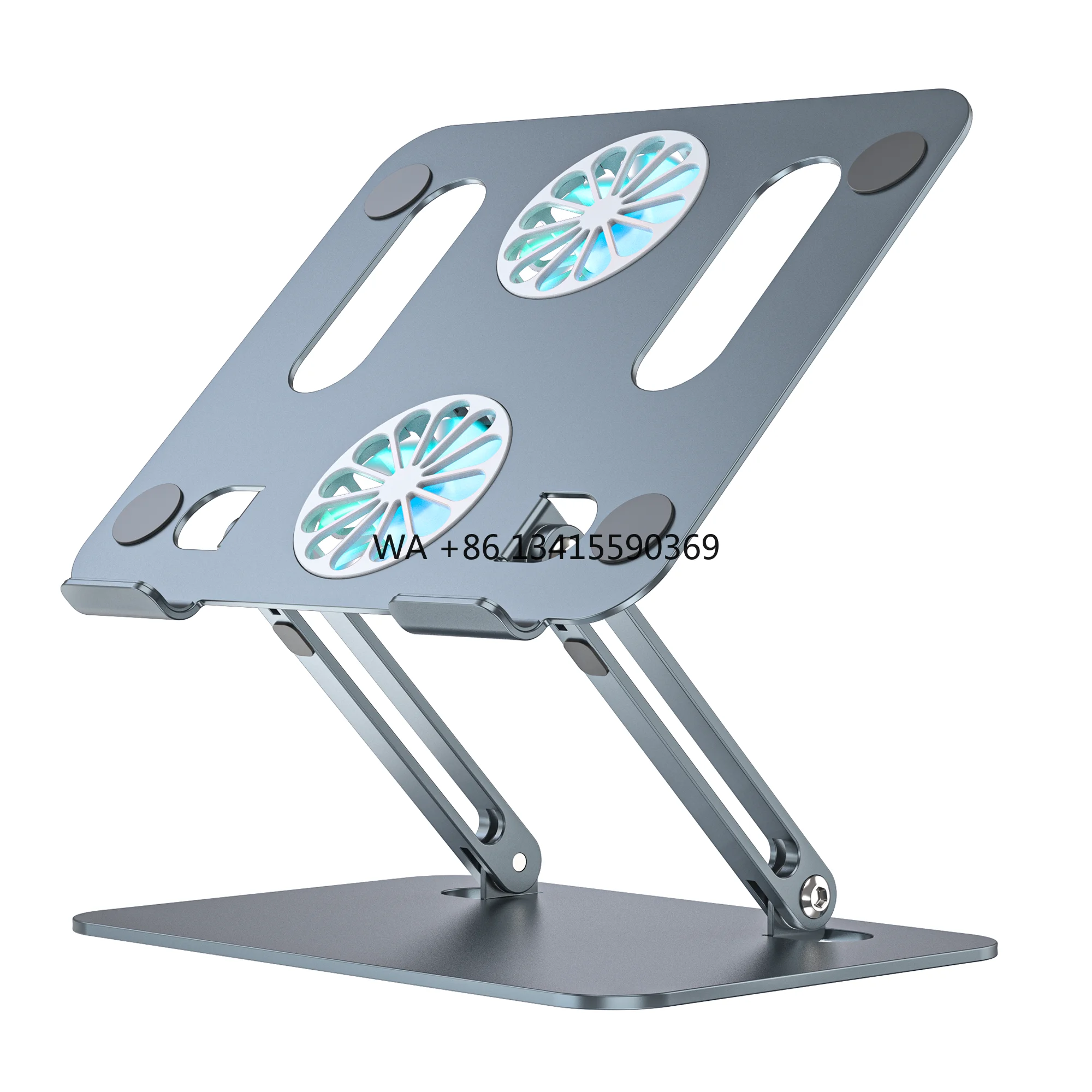 

P89F Metal Aircooled Riser Stand for Desk Foldable Laptop Cooling Pad Height Adjustable Laptop Stand for 14~17.3 Laptops
