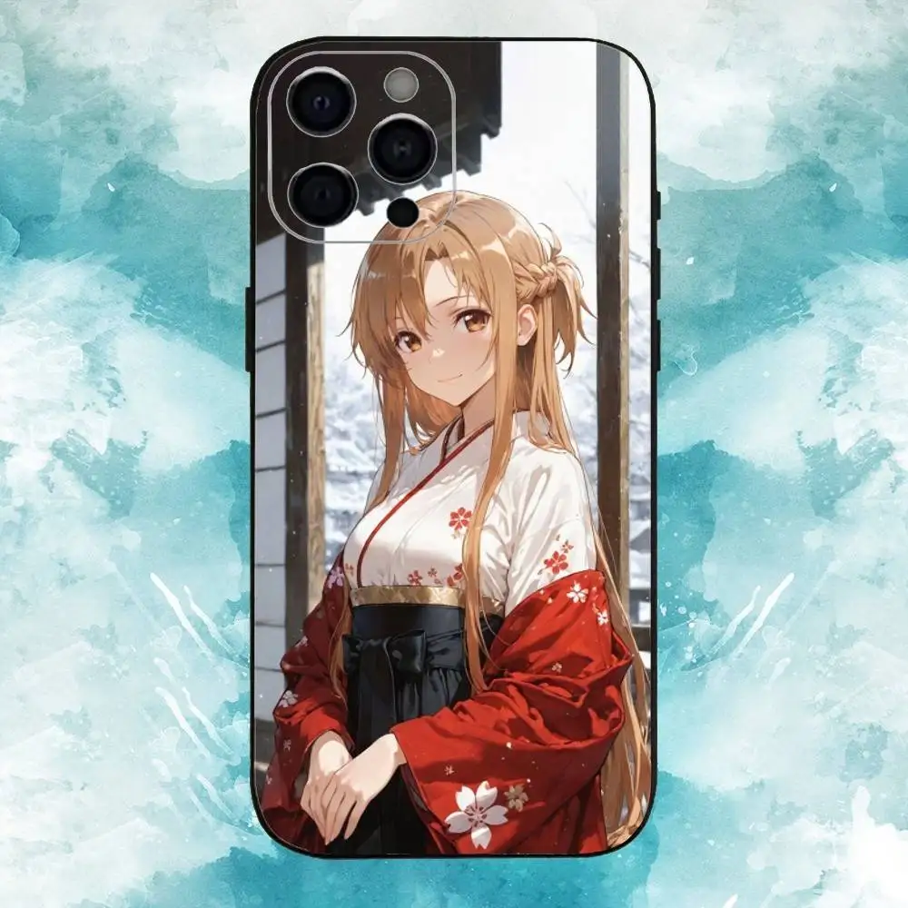 A-Asuna Anime Y-Yuuki Phone Case For iPhone17,16,15,14,13,12,11 Plus,Pro Max Soft Black Cover