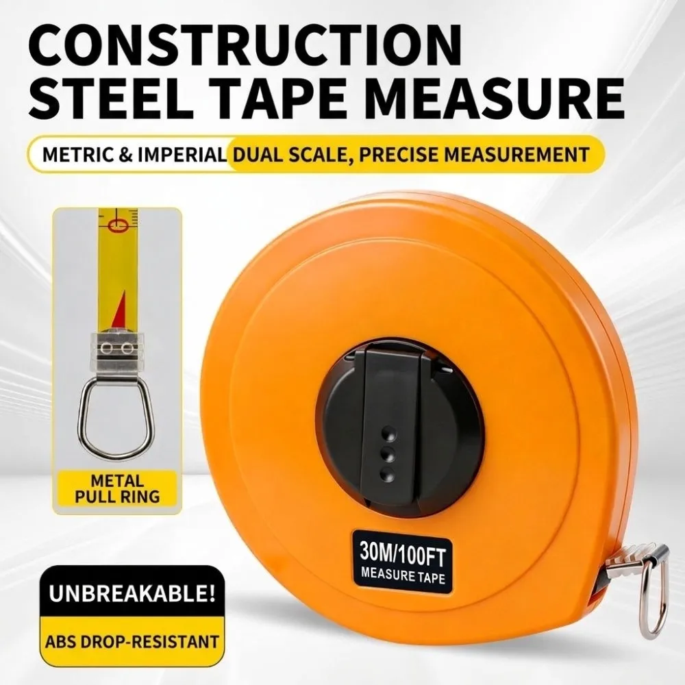 Impact Resistant Long Steel Tape Measure Metric And Imperial Anti Fouling Circular Disk Tape Measure Stable Accurate