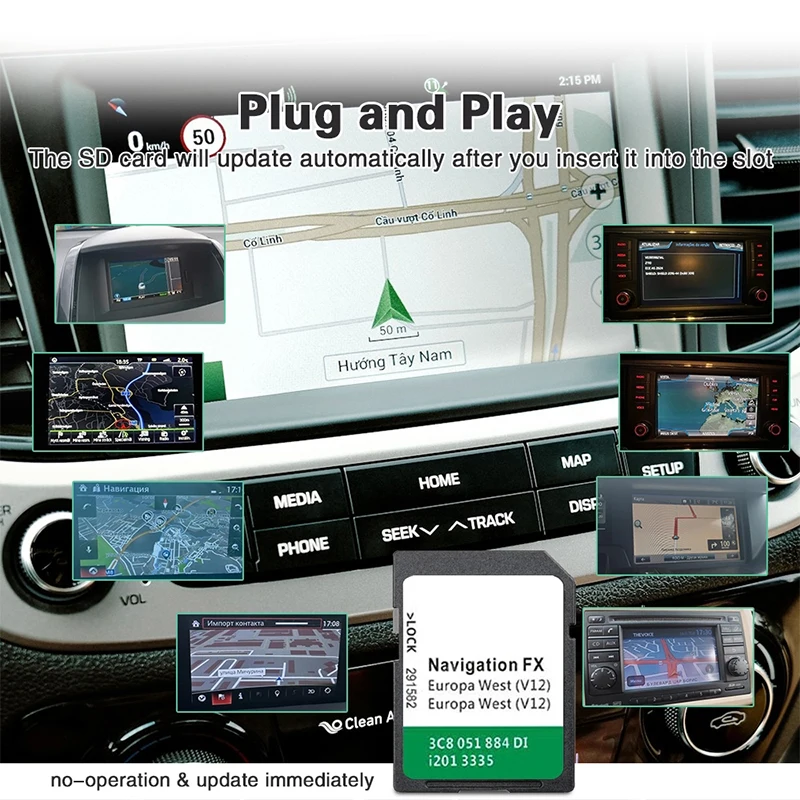 FX V12 West Sat Nav Update Map Version RNS310 Map SD Card with Free Antifog Flim