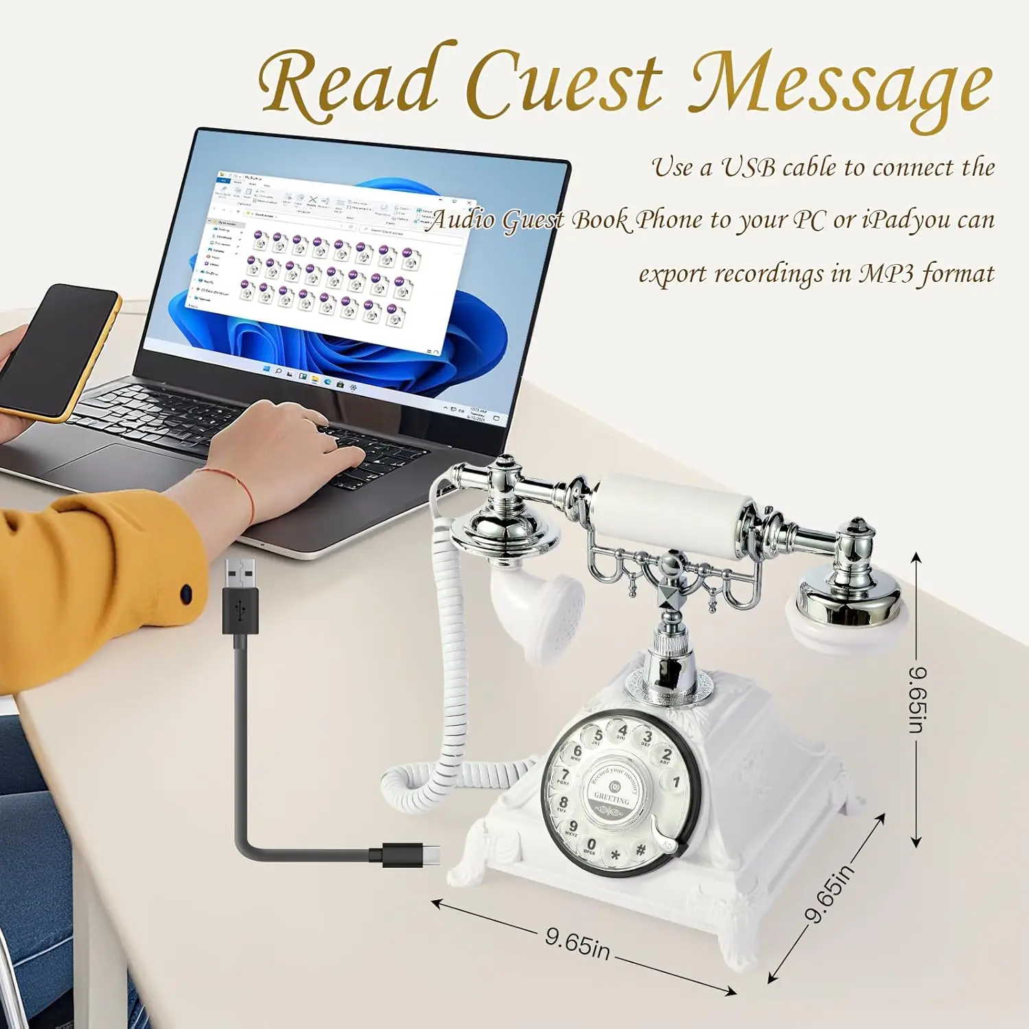 Audio Guestbook wedding phone guest voice blessing message book banquet voice check-in message phone birthday party celebrati