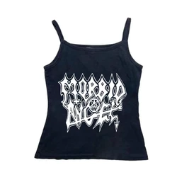 Vintage Y2K Letter Print Women Summer Fashion Trash Trash Slim Cool Girl Harajuku Crop Tops Girls Streetwear Gothic sling emo