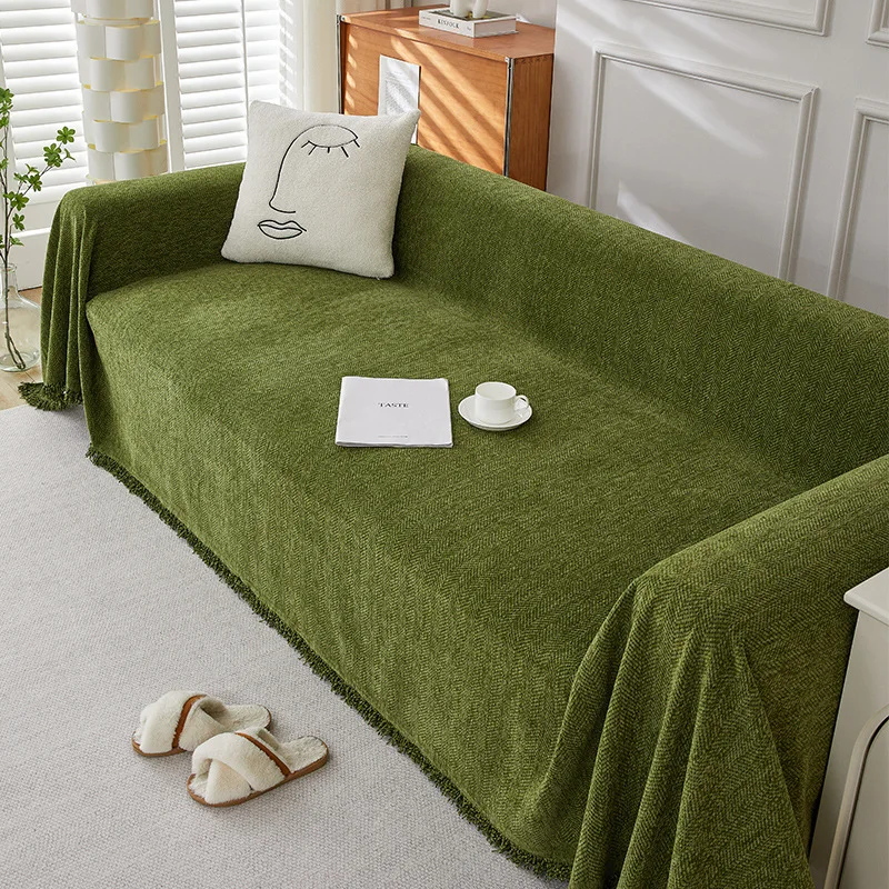 

Herringbone Chenille Solid Color Sofa Cover Towel Multifunctional Decorative Blanket Universal Sofa Covers Simple All Sofa Cover