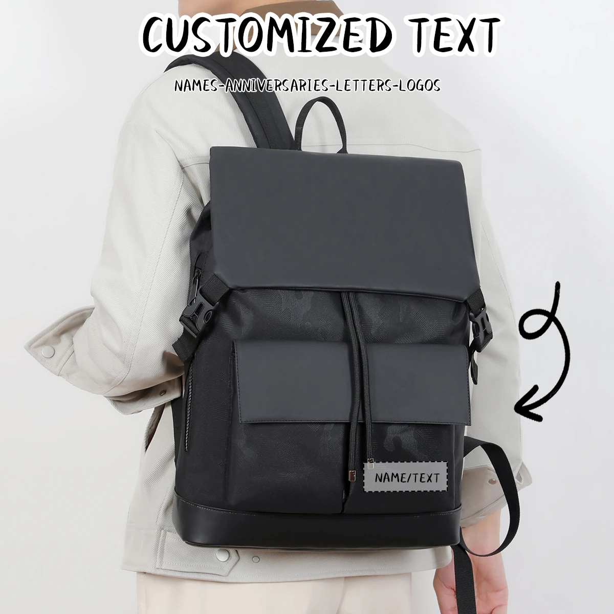 로고 고급 맞춤형 패션 클래식 비즈니스 백팩 트렌디 패션 노트북 가방 여행용 대용량 백팩 업무용 DIY
