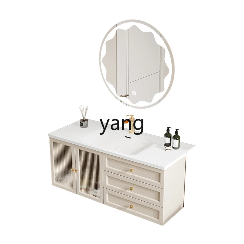 

lmm bathroom cabinet combination bathroom rock slab seamless basin ceramic integrated oak sink