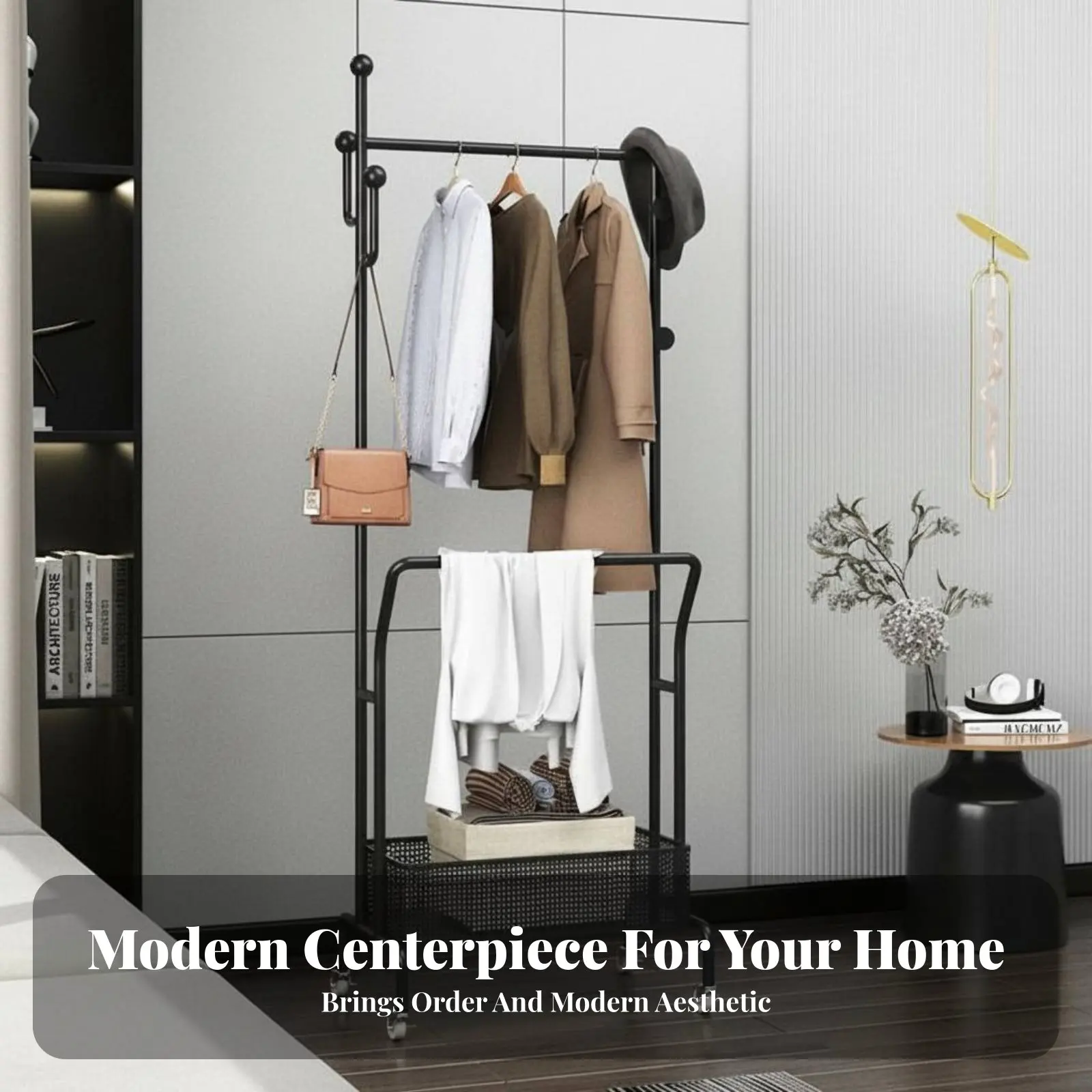 

Передвижная вешалка для одежды с полками, отдельно стоящая, на колесиках, с удобным перемещением, экономит место, для студентов, арендаторов, отелей