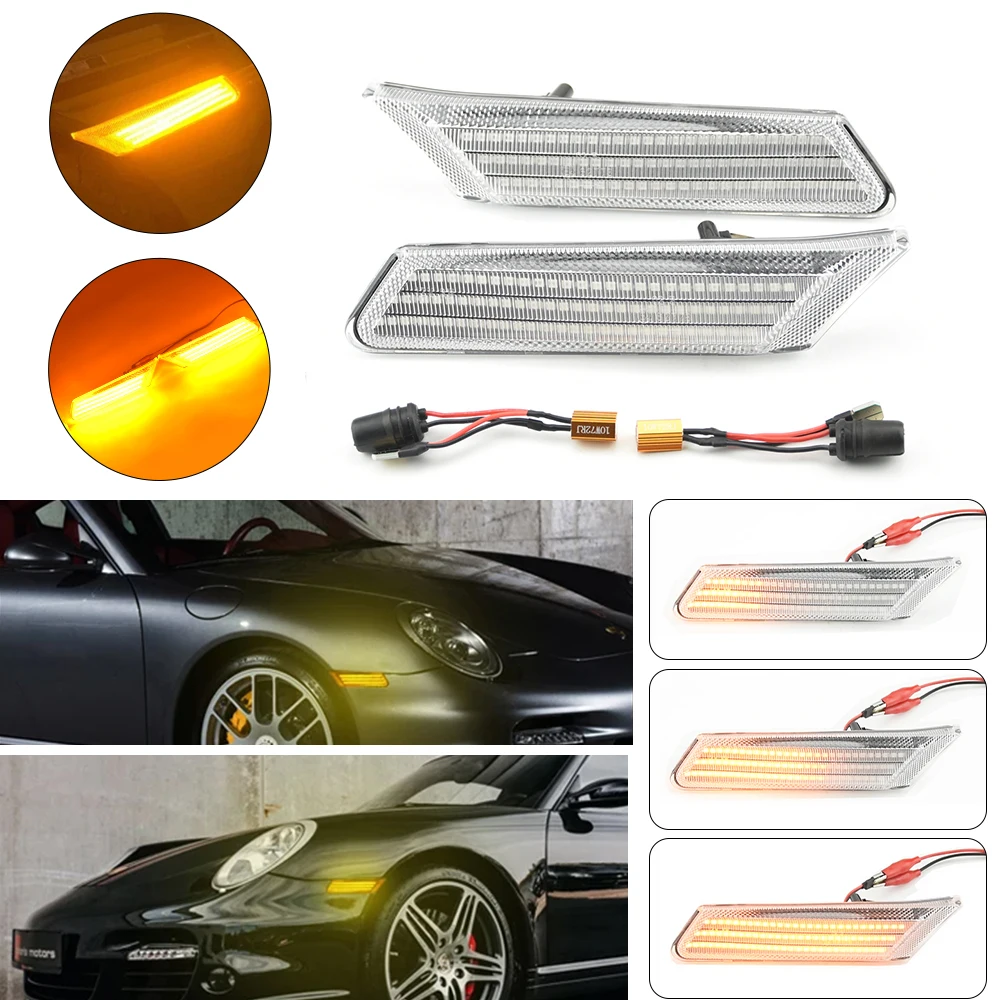 2-個ダイナミックアンバー-led-サイドマーカーターンシグナルライトポルシェ-997-911-gt2-gt2-ボクスターケイマン-987-997631033