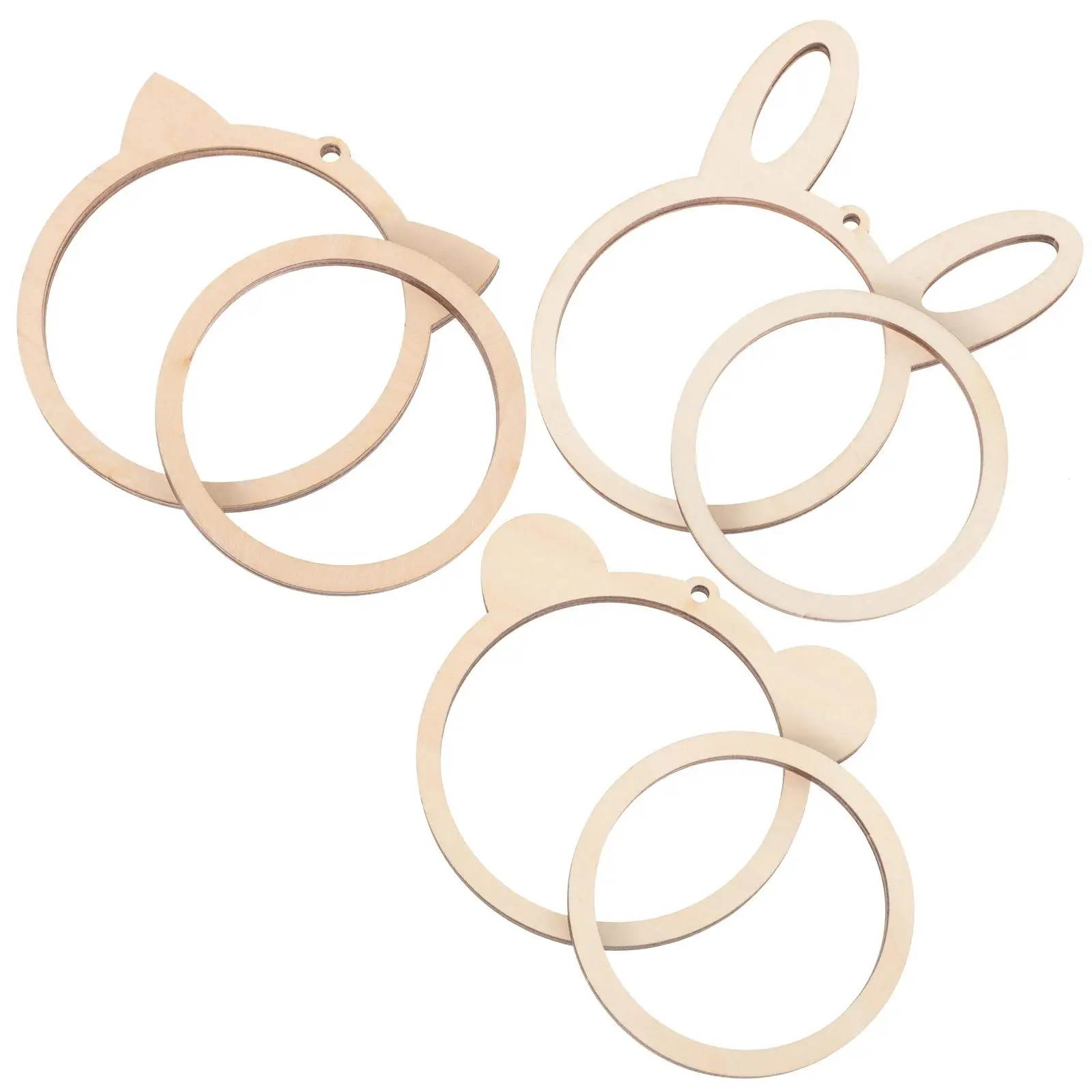 

3 Pcs Bear Rabbit Cat Shapes Large Mini Wooden Embroidery Frames Cross Stitch Hoops Needlework Supplies Sewing Crafts Diy Tools
