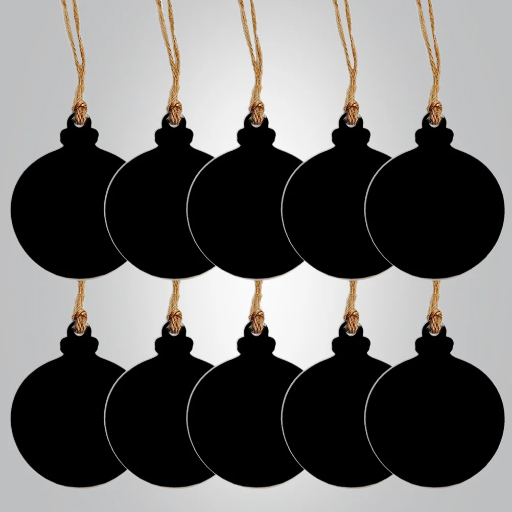 10Pcs Double-Sided Mini Blackboard Wooden Chalkboard with Rope for Memo Reminder Gift Tag Christmas Ball Ornament DIY