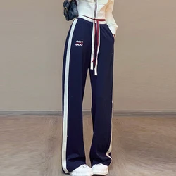 Autumn women's loose double waist wide leg pants, high waist loose fit casual pants, single piece