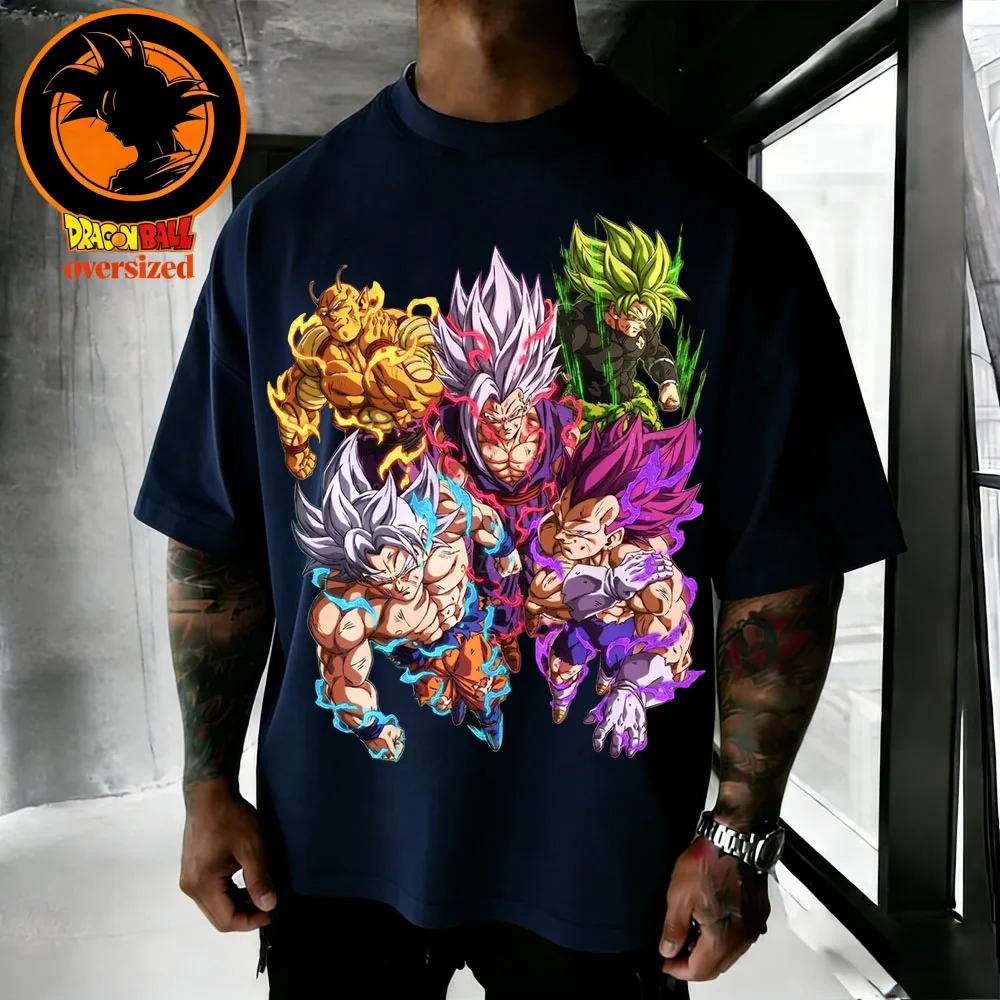 2026 Sommer Dragon Ball Retro Reine Baumwolle Herren T-Shirt Super Saiyan Team Super Freizeithemd Unisex Eltern-Kind-Outfit
