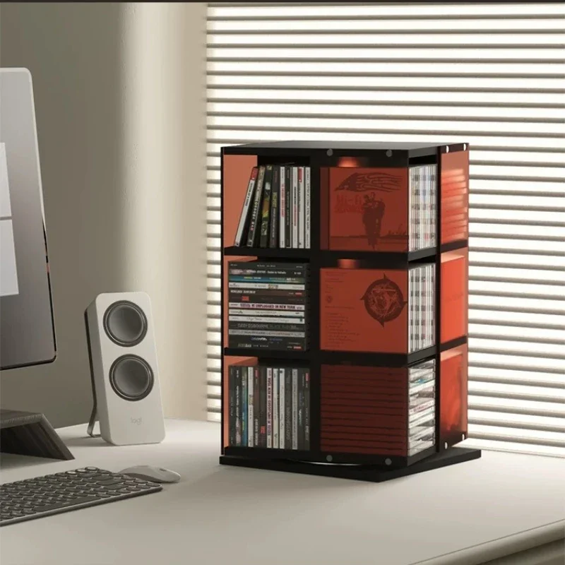 Rotatable Desktop CD Storage Box Game Disc Display Rack Album Collection Cabinet Multi-functional Video Media Organization