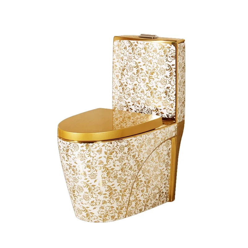 One Piece Closestool Fluishing Toilet Floor Mounted Luxious Villa Ceramic Bathroom Seat Toilet