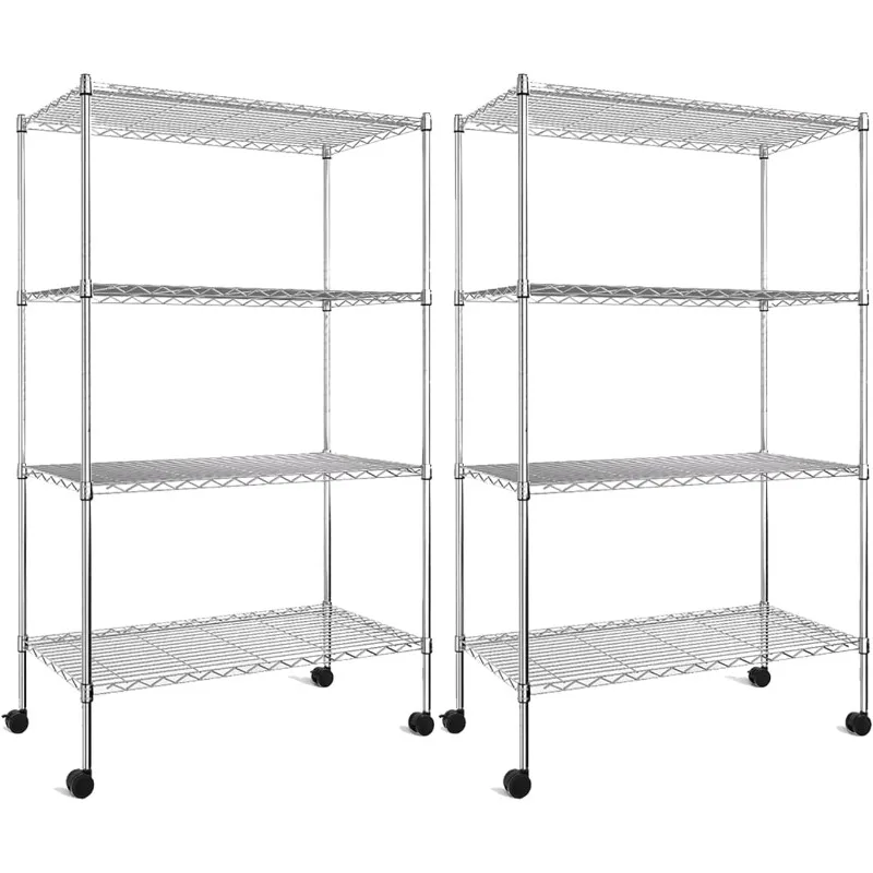 

Полки с 4 полками и колесами, длина 35,43 дюйма x 17,72 дюйма Ш x 61,02 дюйма В Регулируемая стальная проволочная полка-органайзер емкостью 1000 фунтов