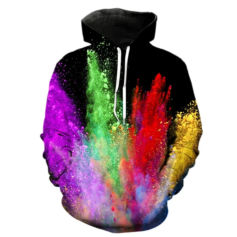 

New Men Hoodies 3D Printe Powder Splash Tie Dye Pattern Women Unisex Couple Fashion Casual Autumn Winter Sweatshirts Tops