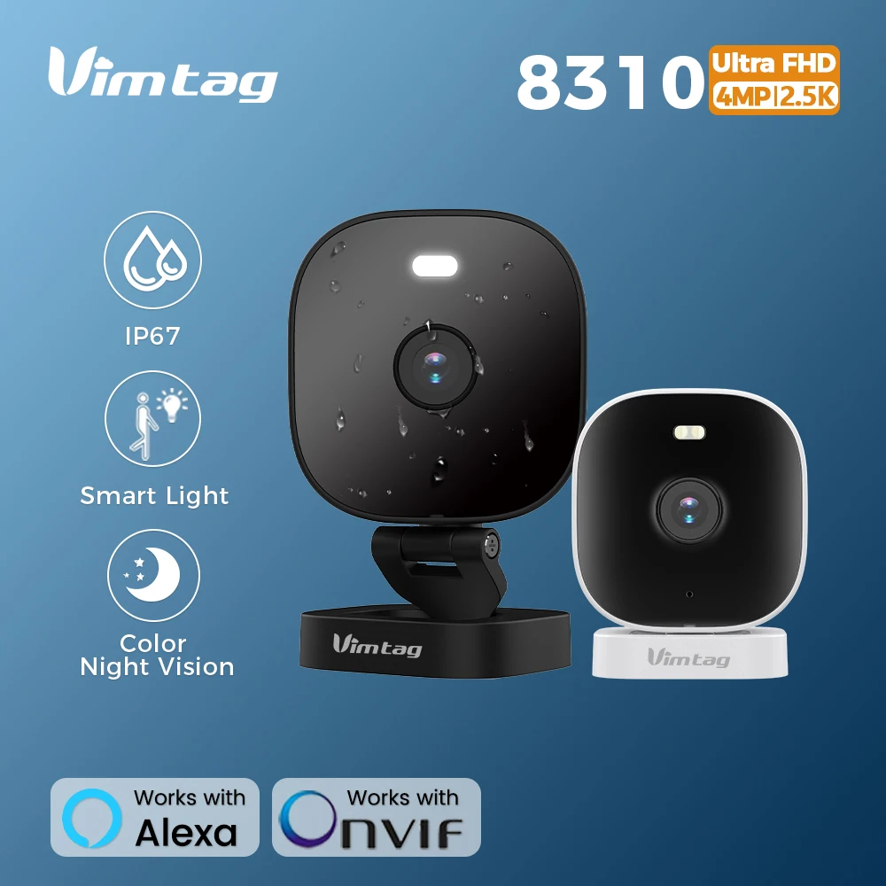 VIMTAG-Kamera Keamanan Mini Luar Ruangan 4MP WiFi PIR Lampu Cerdas Warna Penglihatan Malam Deteksi AI Kamera CCTV Tahan Air Pengawasan IP