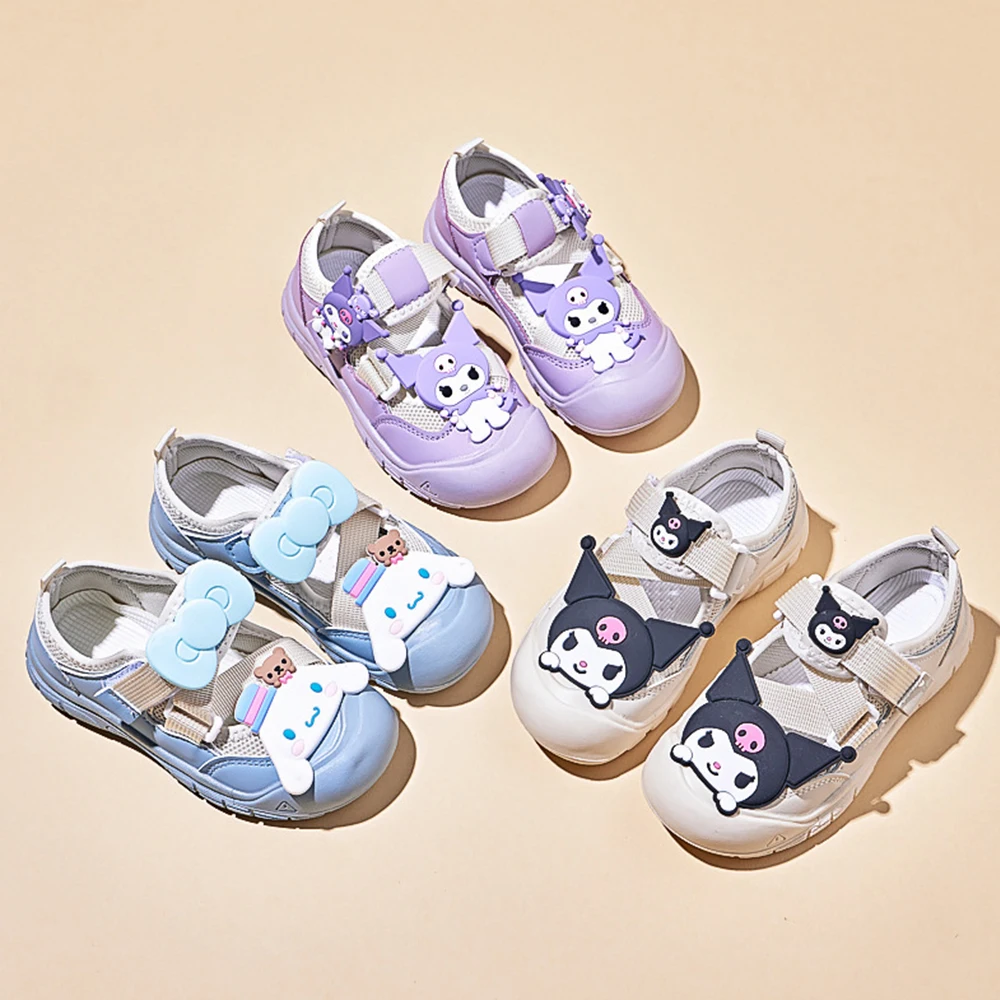 Cinnamoroll Sneakers Kuromi Kawaii Anime Summer Cartoon Girls Casual Breathable Fashion Kids Student Beach Shoes Protecting Toes