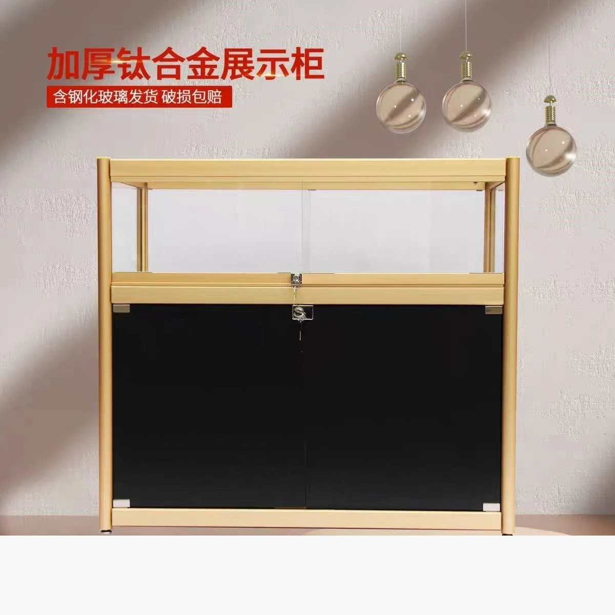 Gold Wenwan watch jewelry mobile phone cultural relics merchandise gifts glass jewelry counter display