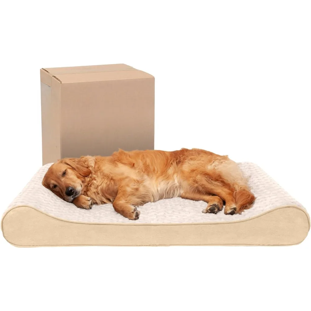 

Dog Bed for Large Dogs w/ Removable Washable Cover, For Dogs Up to 75 lbs - Ultra Plush Faux Fur & Suede Luxe Lounger