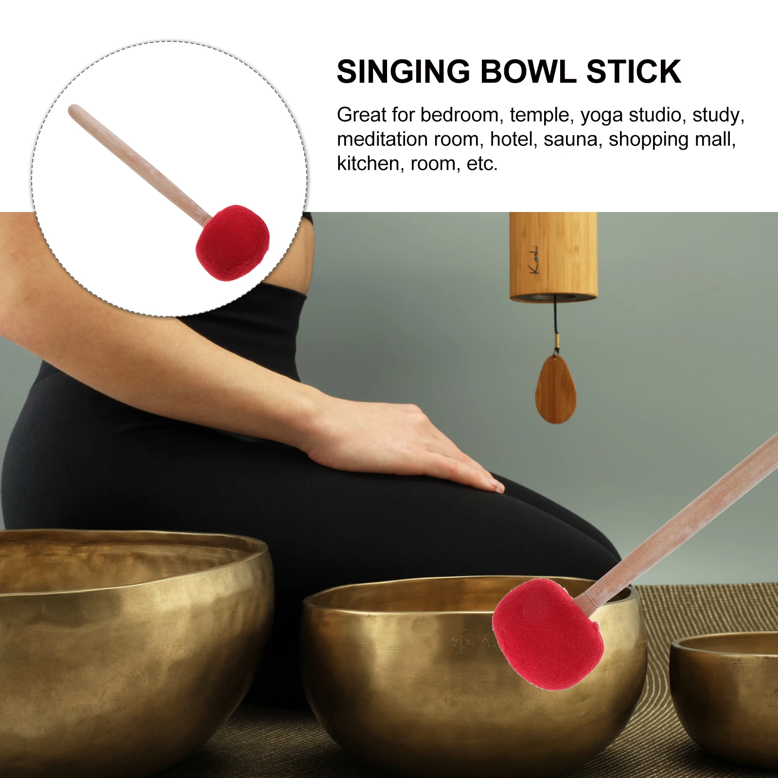 

Wool Felt Singing Bowl Meditation Portable Wooden Mallet Yoga Accessory Wooden Stick For Sound Bowl Quiet Tone