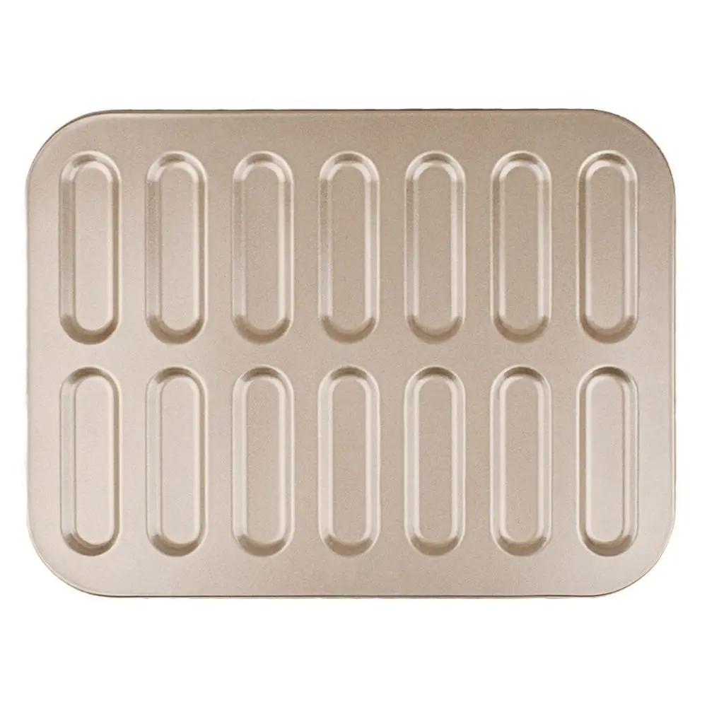 14 Cavity Ladyfinger Mould No Odor Smooth Surface Biscuits Baking Tray Carbon Steel Easy To Use Non-Stick Cake Mold Dessert