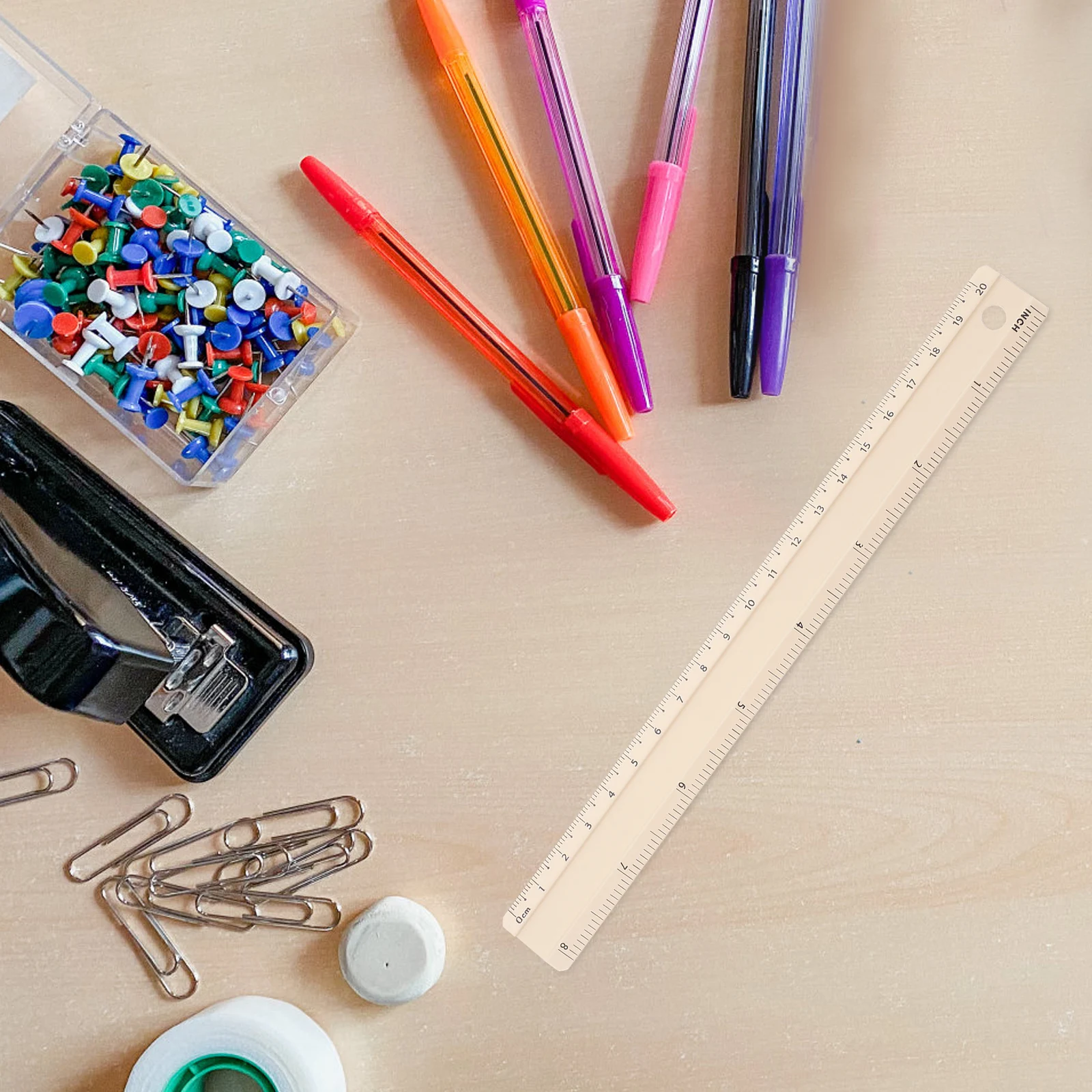

Aluminum Alloy Ruler Kids Drawing Stationery Multifunction Beige Design Tool Child