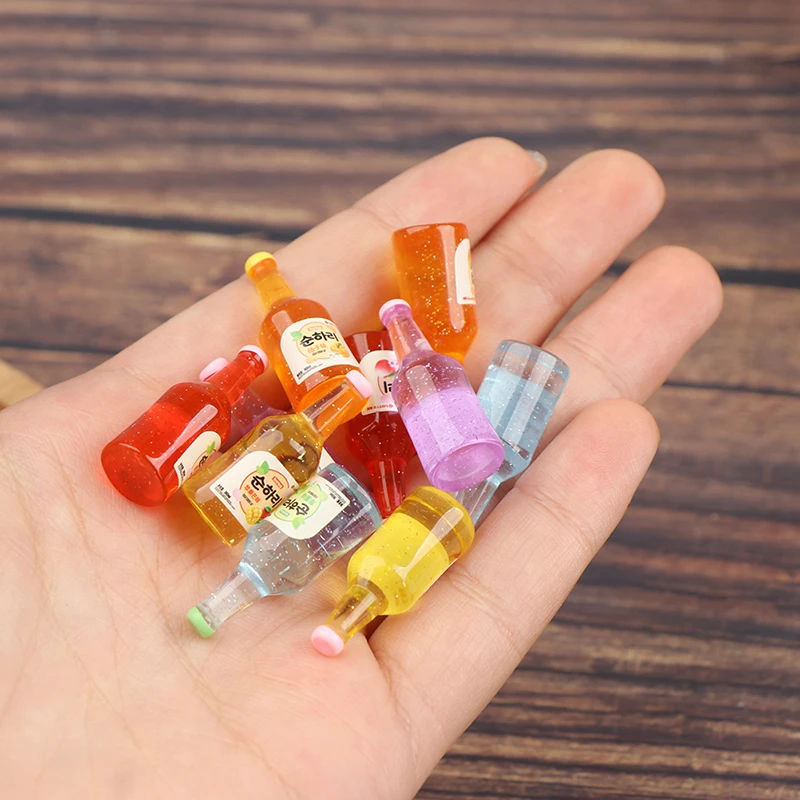 10Pcs 1:12 Dollhouse Miniature Resin Bottle Simulation Wine Bottle Model Doll House Accessories Kids Toys