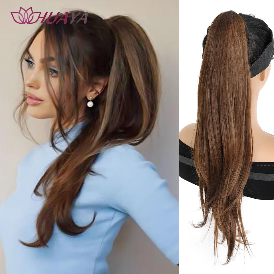 HUAYA Ponytail Extension Wavy Hair Grab Clip Type High Ponytail Synthetic Fluffy Micro Curly Ponytail Natural Wig Tail